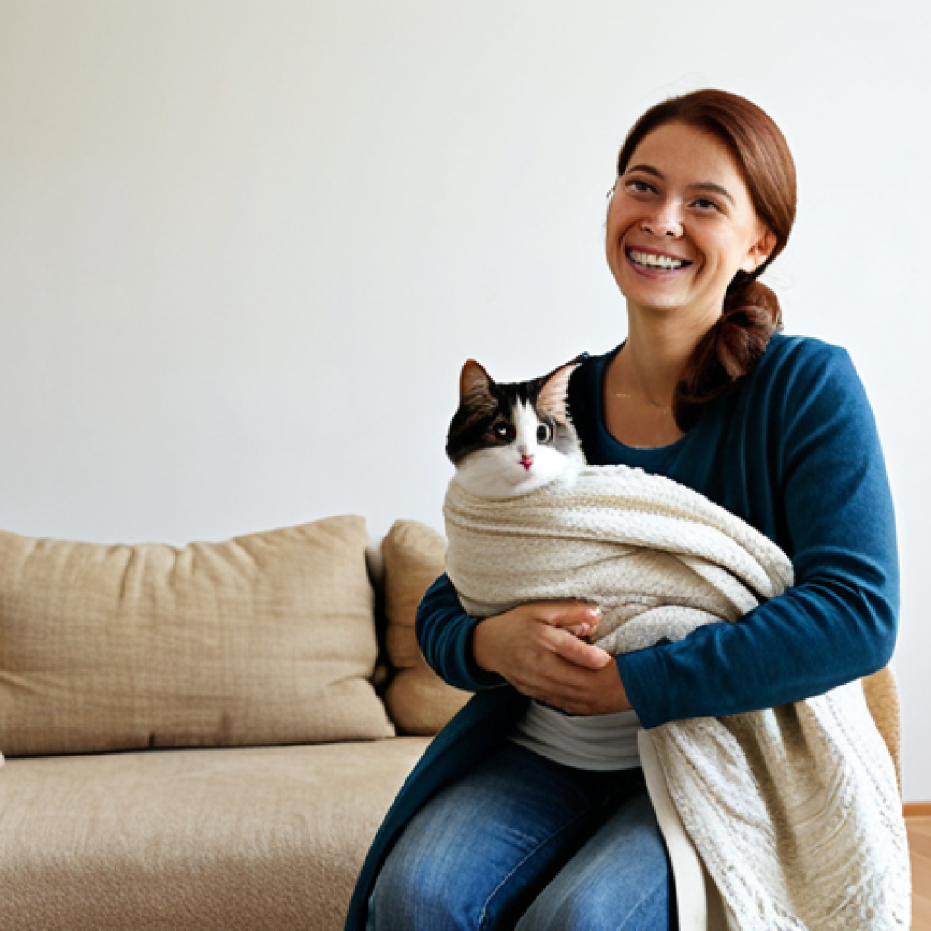 아기와 반려동물 적응 - Gentle Introduction**

A family-friendly scene depicting a fully clothed woman gently introducing a ...