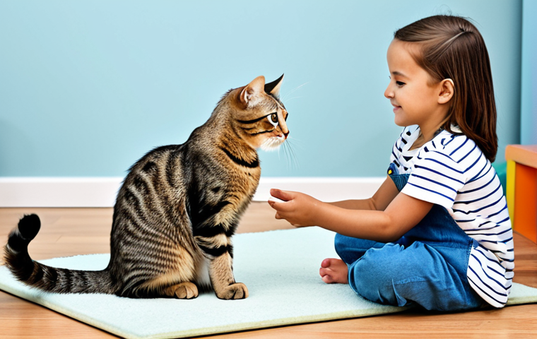 아기와 반려동물 적응 - Safe Space**

A professional photograph of a cat in its designated "safe space" – perhaps a comforta...