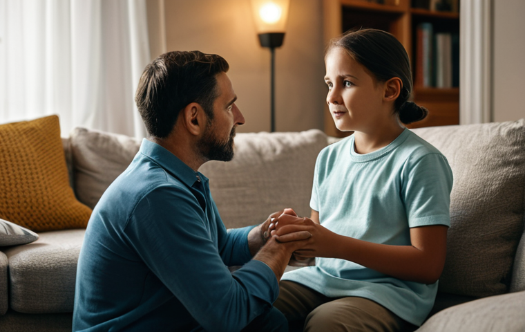 아이들의 짜증 관리 - ** A young, fully clothed child, looking frustrated and tired, sitting at a table with unfinished ho...