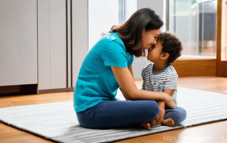 아이 감정 표현 지도법 - **Prompt 1: Observing Subtle Signals**
    "A cozy indoor scene featuring a mother gently observing ...