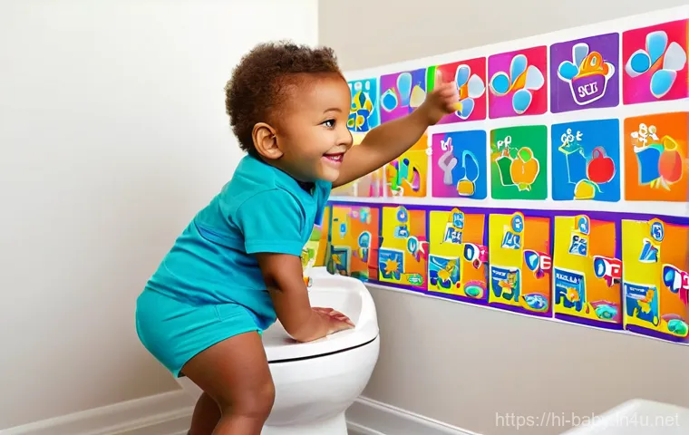 배변훈련 꿀팁 - **Potty Training Readiness: A Child's First Steps**
    A bright and cozy indoor setting. A curious ...