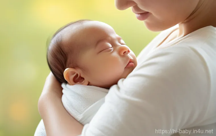 아기와 바른 자세 잡기 - **Prompt for Cradle Hold:**
    "A tender and intimate moment where a new parent gently holds their ...