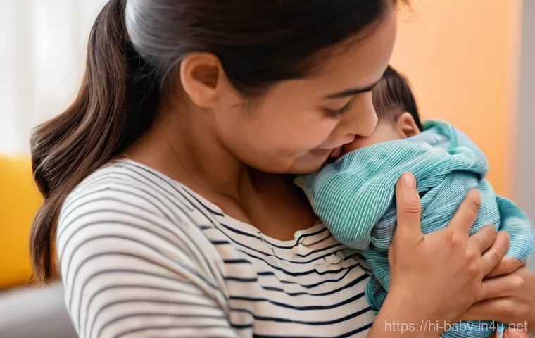 아기와 바른 자세 잡기 - **Prompt for Football Hold:**
    "A confident parent comfortably holding their infant in a 'footbal...