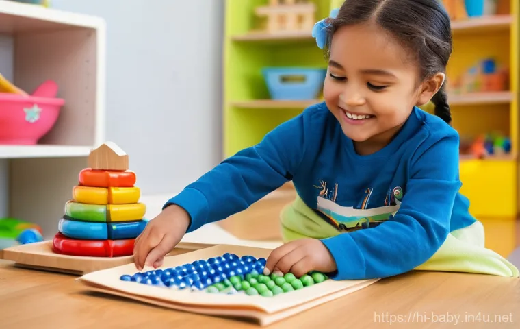 아기와 조기교육 필요성 - **Prompt:** A vibrant, sunlit indoor setting, possibly a cozy corner of a home or an early learning ...
