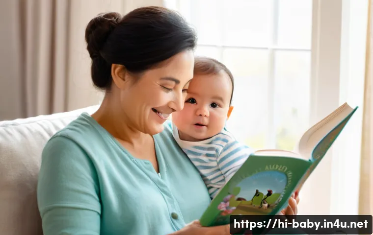 아기 책 읽어주는 법 - **Prompt 1: Early Bonding Through Stories**
    A heartwarming and serene scene featuring a loving m...