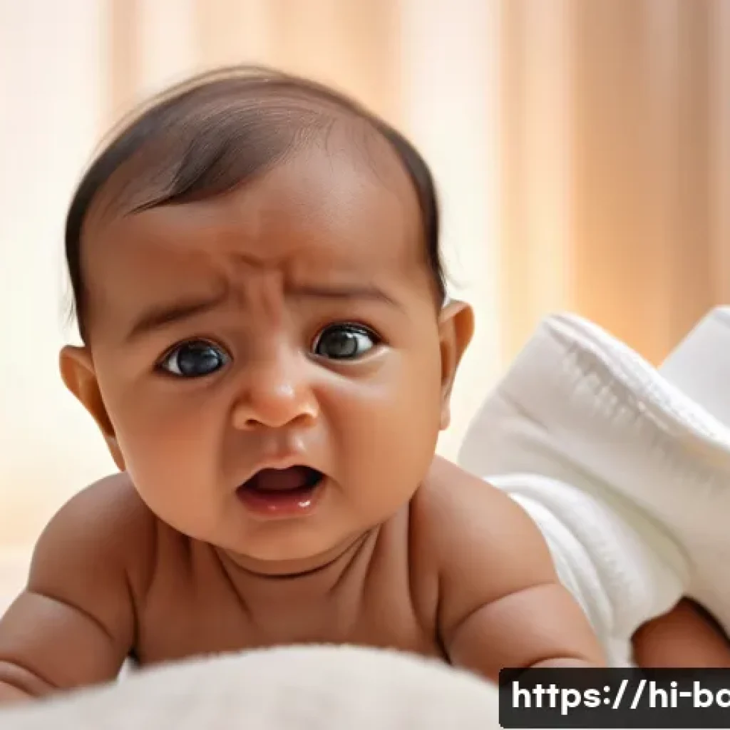 아기 울음 분석 - A realistic and tender scene showing a South Asian baby wearing a clean white diaper, crying with an...