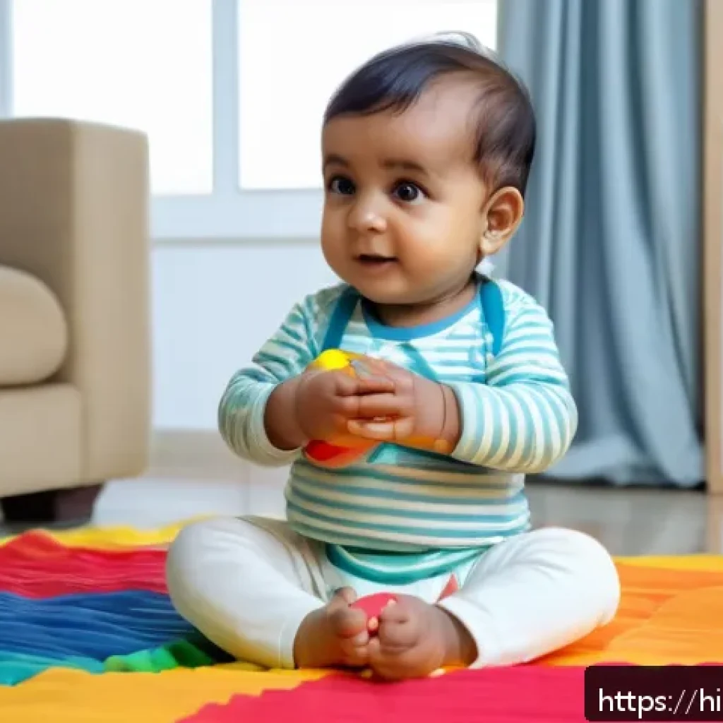 유아 발달 체크리스트 - A loving Indian mother playing with her 8-month-old baby boy wearing a colorful diaper, sitting on a...