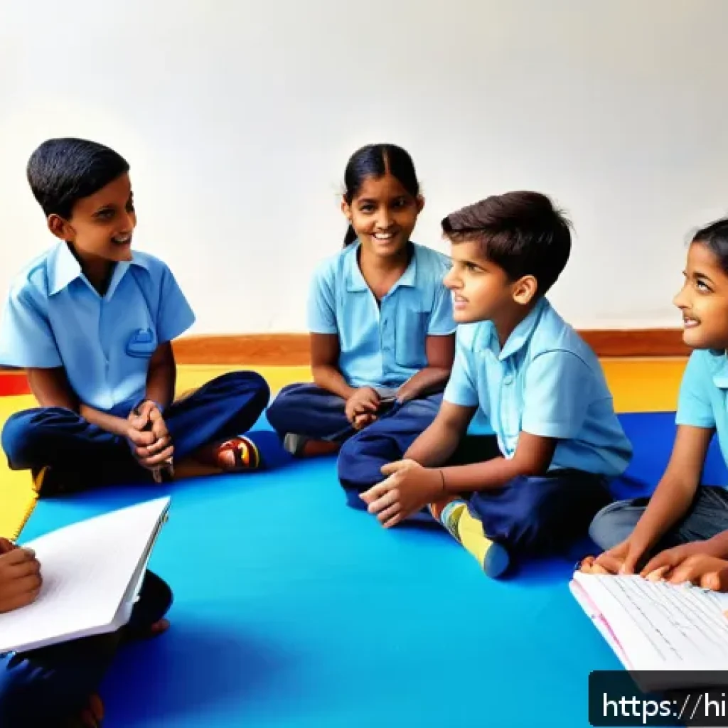 부모교육 프로그램 추천 - A diverse group of Indian children aged 8-15 participating in a vibrant positive mindset workshop in...