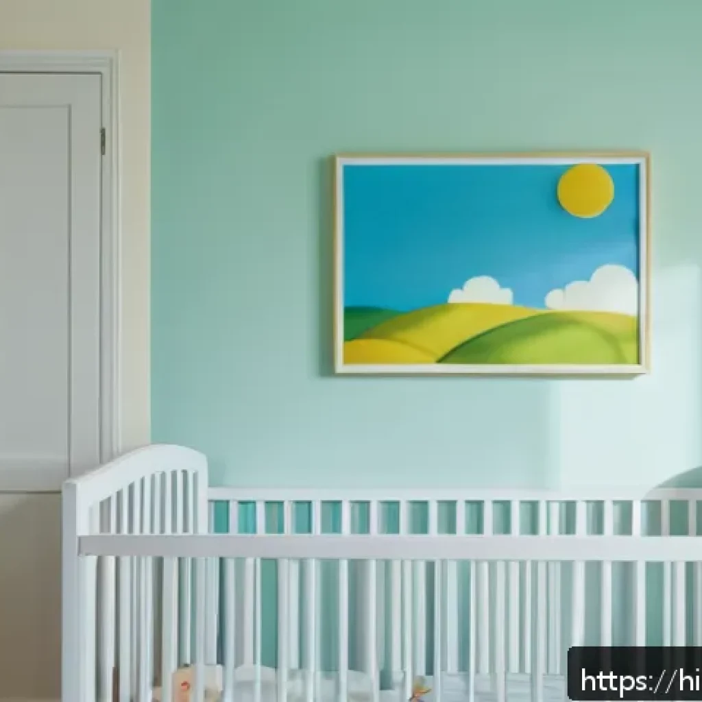 아기 돌연사 예방법 - A peaceful nursery scene featuring a newborn baby sleeping safely on their back in a crib with a fir...