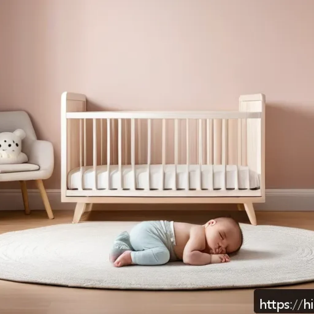 아기와 밤 시간 루틴 만들기 - A peaceful baby nursery scene designed for optimal infant sleep, featuring a softly lit room with wa...