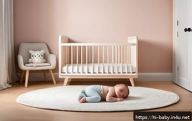 아기와 밤 시간 루틴 만들기 - A peaceful baby nursery scene designed for optimal infant sleep, featuring a softly lit room with wa...