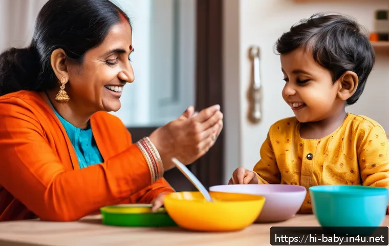 아기 리듬감 키우기 - A joyful Indian mother and her young child practicing rhythm together at home using everyday objects...